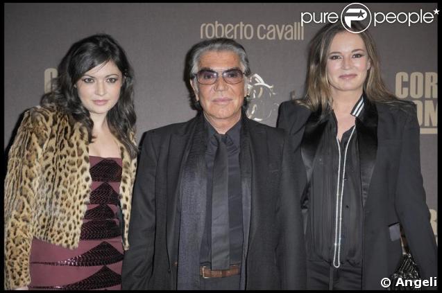 Roberto Cavalli en non moins charmante compagnie, avec Rachele (sa fille) et sa femme Eva 