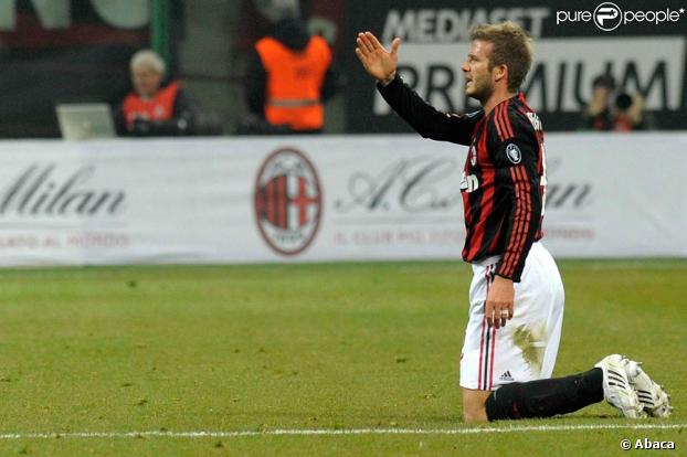 David Beckham au San Siro Stadium à Milan. Il restera au club jusqu'à la fin de la saison !