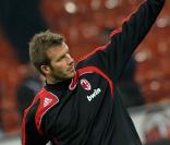 David Beckham au San Siro Stadium à Milan. Il restera au club jusqu'à la fin de la saison !