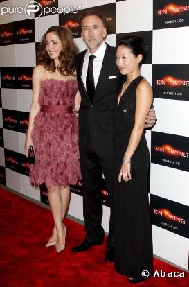 Rose Byrne, Nicolas Cage et Alice Kim, à l'AMC Loews Lincoln Square Theatre de New York, le 9 mars 2009, à l'occasion de l'avant-première de "Prédictions", dans nos salles le 1er avril !