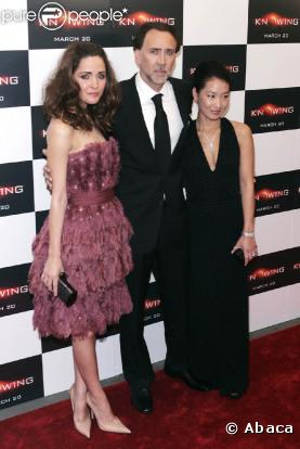Rose Byrne, Nicolas Cage et Alice Kim, à l'AMC Loews Lincoln Square Theatre de New York, le 9 mars 2009, à l'occasion de l'avant-première de "Prédictions", dans nos salles le 1er avril !