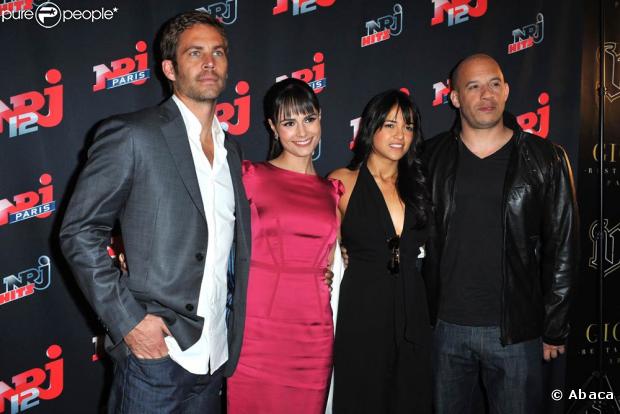 L'équipe de "Fast and Furious 4" : Paul Walker, Jordana Brewster, Michelle Rodriguez et Vin Diesel, au VIP Room Theatre, à l'occasion du quatrième anniversaire de NRJ 12, à Paris, le 18 mars 2009 !