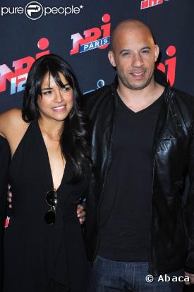 Michelle Rodriguez et le charismatique Vin Diesel, au VIP Room Theatre, à l'occasion du quatrième anniversaire de NRJ 12, à Paris, le 18 mars 2009 !