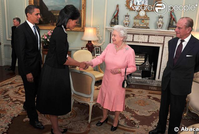 Barack et Michelle Obama rencontrent la Reine Elizabeth II et son mari, le Prince Philip, à Buckingham Palace
