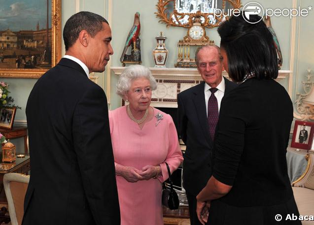 Barack et Michelle Obama rencontrent la Reine Elizabeth II et son mari, le Prince Philip, à Buckingham Palace