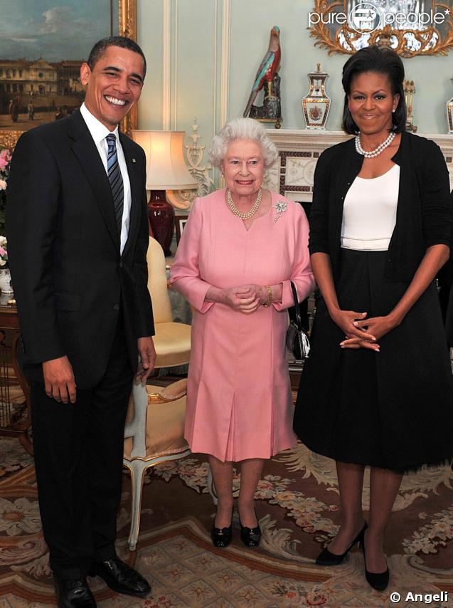 Barack et Michelle Obama rencontrent la Reine Elizabeth II et son mari, le Prince Philip, à Buckingham Palace
