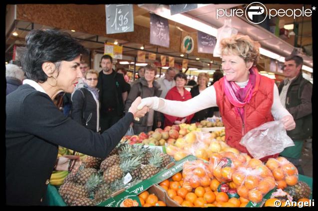 Rachida Dati sur le marché de Sucy