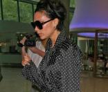 Victoria Beckham à son arrivée à Londres ce matin
