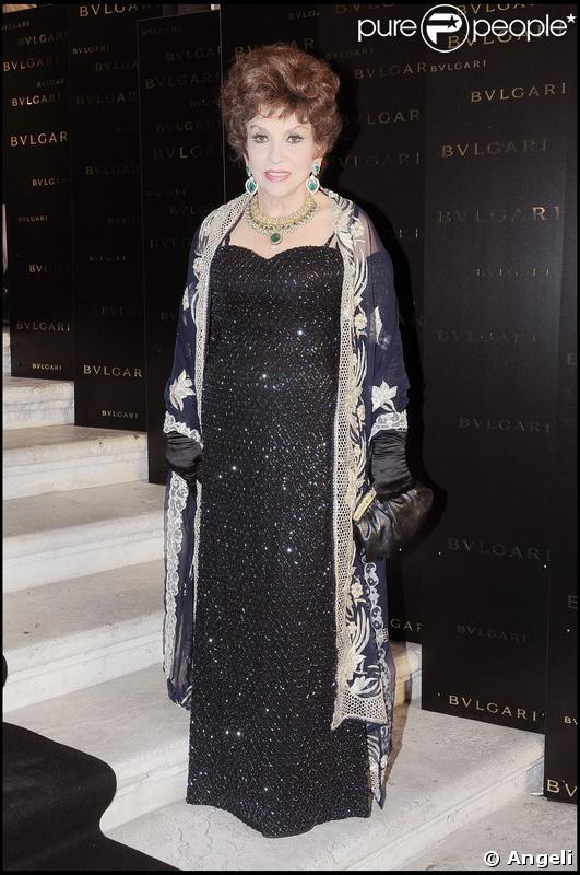 Gina Lollobrigida à la soirée Bulgari hier soir à Rome