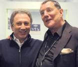 Le Tour 66 de Johnny Hallyday fait escale au Stade de France, fin mai 2009 : Jean-Claude Camus et Michel Drucker 