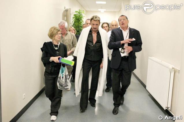 Le Tour 66 de Johnny Hallyday fait escale au Stade de France, fin mai 2009 : Jean-Claude Camus avec Johnny 