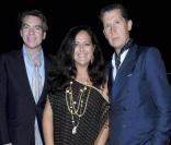 Stefano Tonchi (directeur de New York Times : Style Magazine), Angela Missoni et un ami à la soirée organisée par la famille Missoni en l'honneur de l'artiste Bruce Nauman, hier à la 53ème Biennale de Venise