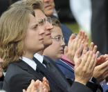 Pierre, Jean, Louis Sarkozy lors de la cérémonie en hommage à ceux qui sont morts pour la France. Cimetière de Colleville-sur-mer, le 6 juin.