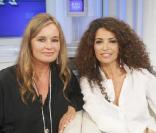 Eva Cavalli et Afef Jnifen sur le plateau de l'émission Porta a Porta diffusée sur Rai Uno le 5 juillet 2009