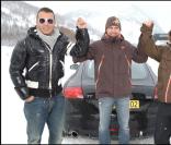 Jean Roch, Paul Belmondo et Bixente Lizarazu, à Val d'Isère, posent pour Audi