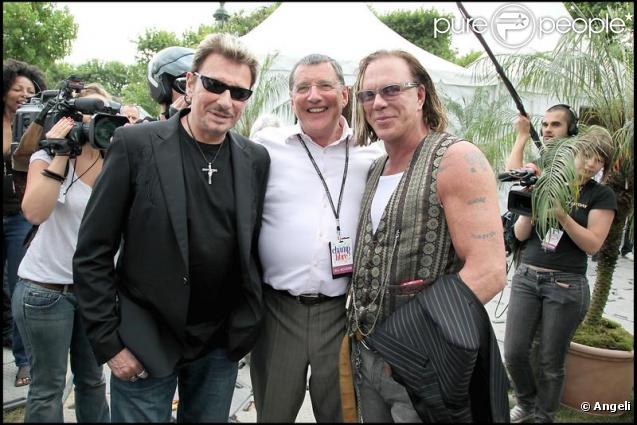 Johnny Hallyday, Jean-Claude Camus et Mickey Rourke au concert de Johnny Hallyday sous la Tour Eiffel ! 14/07/09