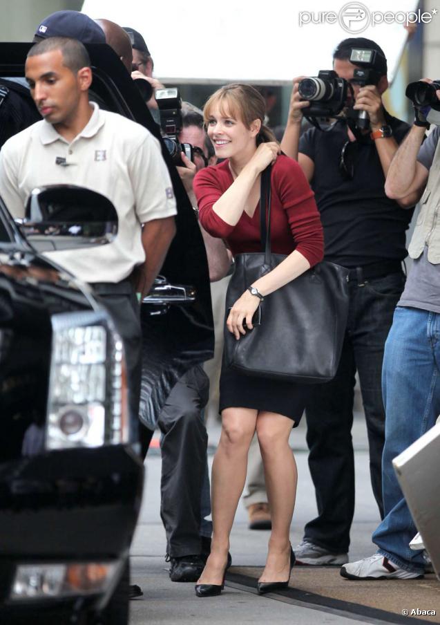 Rachel McAdams à New York sur le tournage de Morning Glory le 26 juillet 2009, en compagnie de 50 Cent