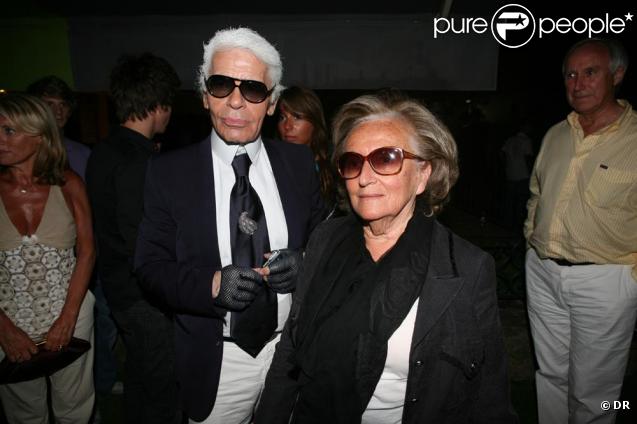 Bernadette Chirac et Karl Lagerfeld à la soirée animée par Alexandre Arnault au VIP Room le 13/08/09