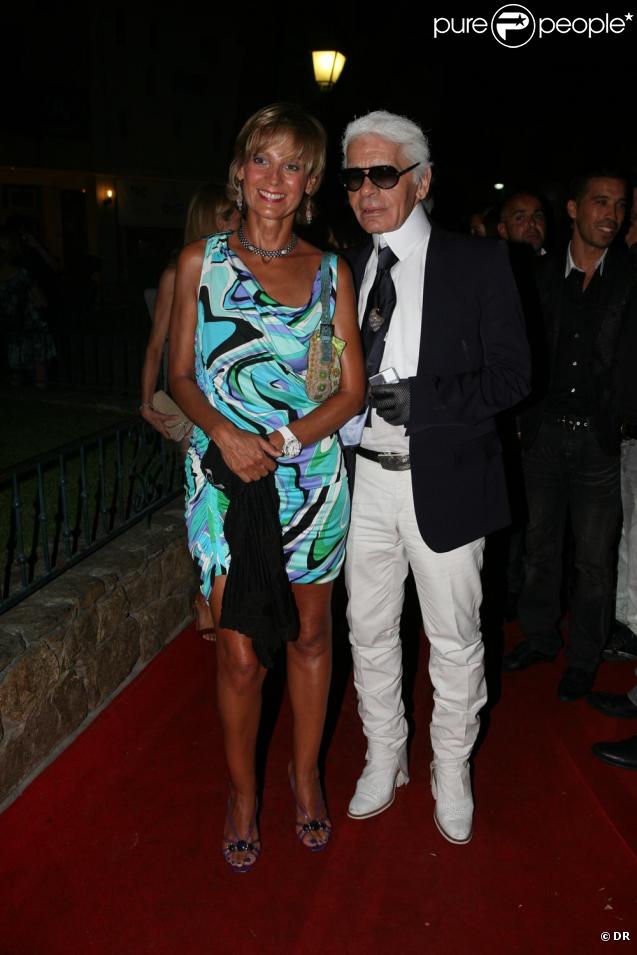 Hélène Mercier Arnault et Karl Lagerfeld à la soirée animée par Alexandre Arnault au VIP Room le 13/08/09