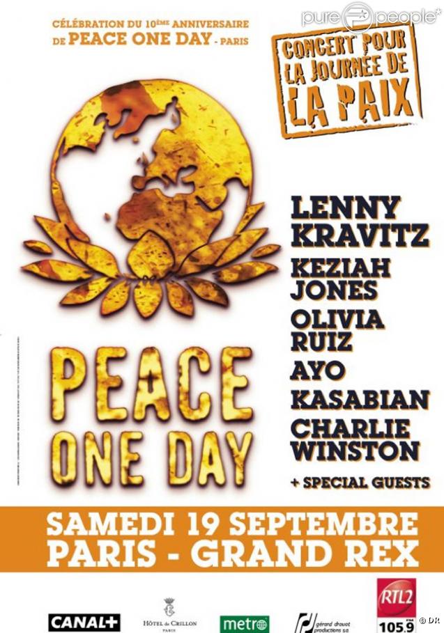 Peace One Day, concert du 19 septembre à Paris 