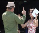 David Arquette rend visite à Courteney Cox avec leur fille Coco sur le tournage de la série Cougar Town le 8 septembre 2009