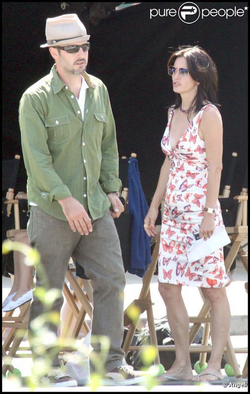 David Arquette rend visite à Courteney Cox avec leur fille Coco sur le tournage de la série Cougar Town le 8 septembre 2009