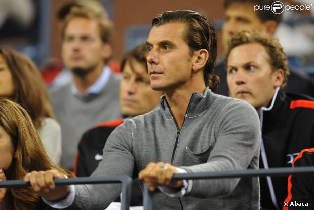 Gavin Rossdale et Mirka Vavrinec - épouse de Roger Federer - au match disputé entre Roger Federer et Robin Söderling à l'US Open le 9 septembre 2009