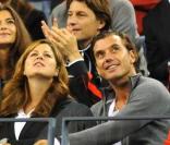 Gavin Rossdale et Mirka Vavrinec - épouse de Roger Federer - au match disputé entre Roger Federer et Robin Söderling à l'US Open le 9 septembre 2009