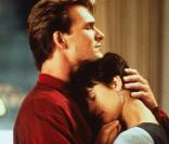 Patrick Swayze avec Demi More sur le tournage de Ghost en 1989 