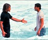 Patrick Swayze sur le tournage de Point Break en 1991 avec Keanu Reeves