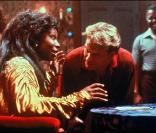 Patrick Swayze sur le tournage de Ghost avec Whoopi Goldberg en 1989