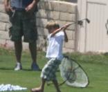 Brooklyn, Romeo et Cruz Beckham au club de golf de Malibu, août 2009