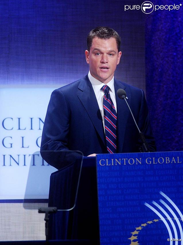 Bill Clinton accueille Matt Damon lors de la 5e Clinton Global Initiative