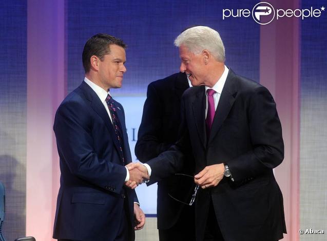 Bill Clinton accueille Matt Damon lors de la 5e Clinton Global Initiative