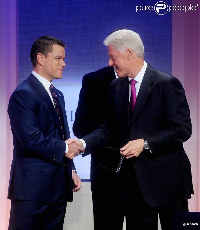 Bill Clinton accueille Matt Damon lors de la 5e Clinton Global Initiative