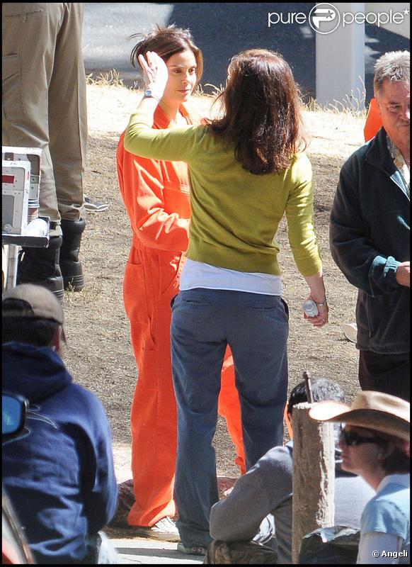 Teri Hatcher et Dana Delany sur le tournage de Desperate Housewives dans Griffith Park à Los Angeles le 5 octobre 2009