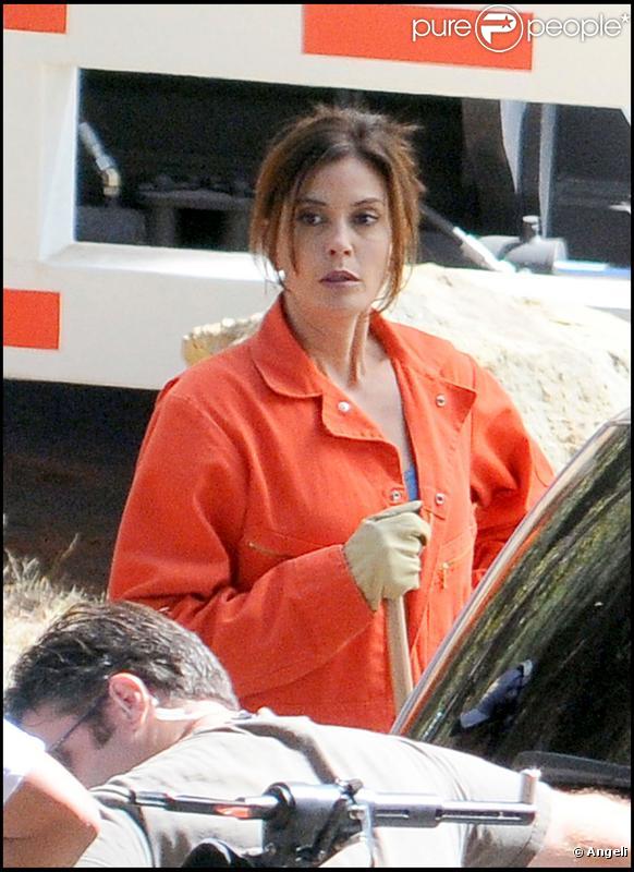 Teri Hatcher et Dana Delany sur le tournage de Desperate Housewives dans Griffith Park à Los Angeles le 5 octobre 2009