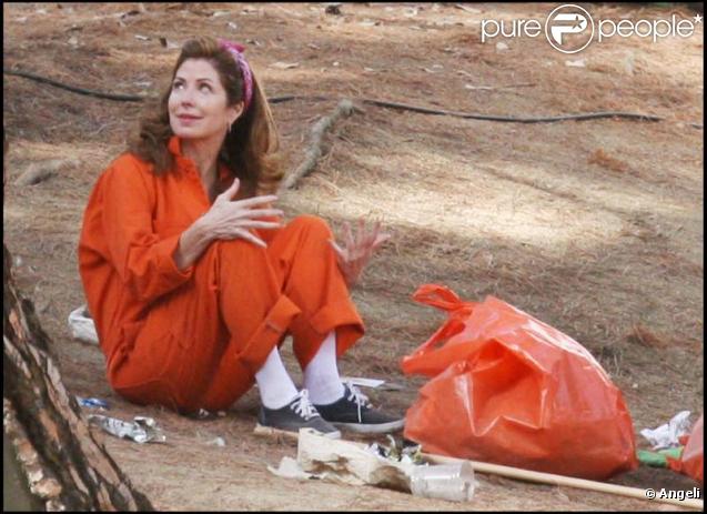 Teri Hatcher et Dana Delany sur le tournage de Desperate Housewives dans Griffith Park à Los Angeles le 5 octobre 2009