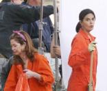 Teri Hatcher et Dana Delany sur le tournage de Desperate Housewives dans Griffith Park à Los Angeles le 5 octobre 2009