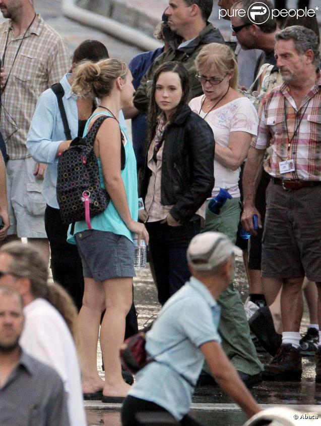Leonardo DiCaprio et Ellen Page sur le tournage d' Inception , de Christopher Nolan, en septembre 2009, à Los Angeles !