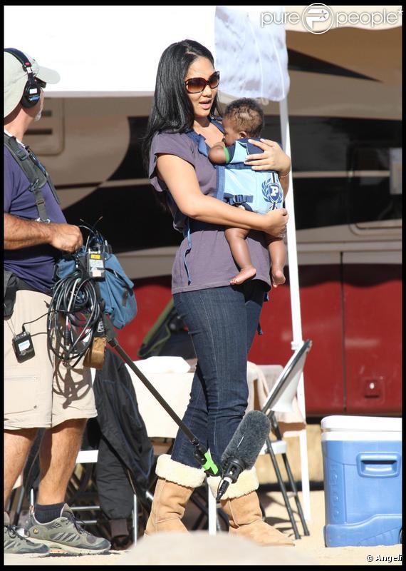 Kimora Lee et son fils Kenzo sur le tournage de sa série réalité 