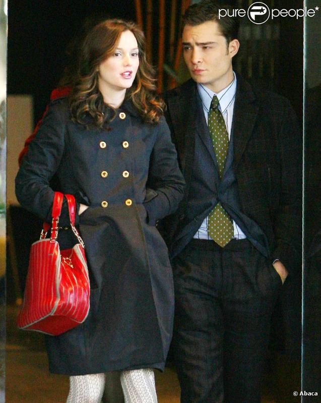 Leighton Meester sur le tournage de la saison 3 de  Gossip Girl , le 19 octobre 2009