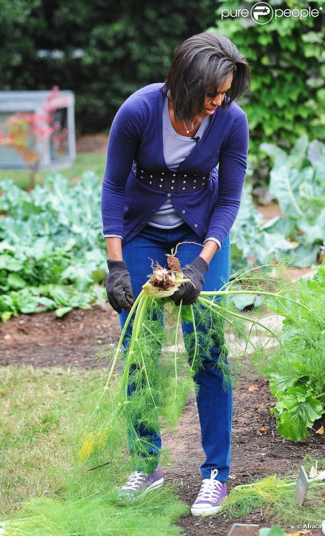 Michelle Obama dans les jardins de la Maison Blanche le 29 octobre 2009 