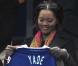 Rama Yade dans les tribunes du Stade de France, à l'occasion du match France - Irlande, le 18 novembre 2009, à Saint-Denis.