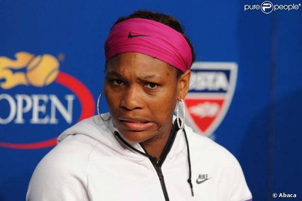 Serena Williams lors de la conférence de presse suivant son match malheureux de l'US Open, le 12 septembre 2009.