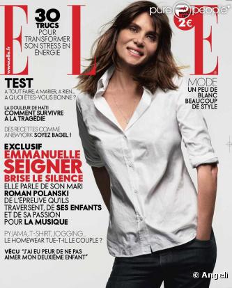Emmanuelle Seigner en couverture de Elle, en kiosque le 22 janvier 2010 