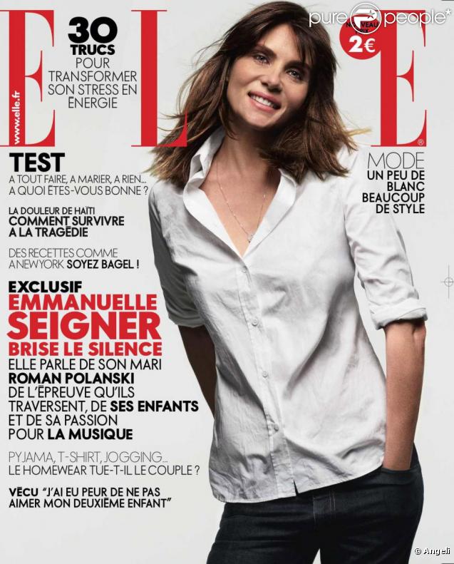 Emmanuelle Seigner en couverture de Elle, en kiosque le 22 janvier 2010 