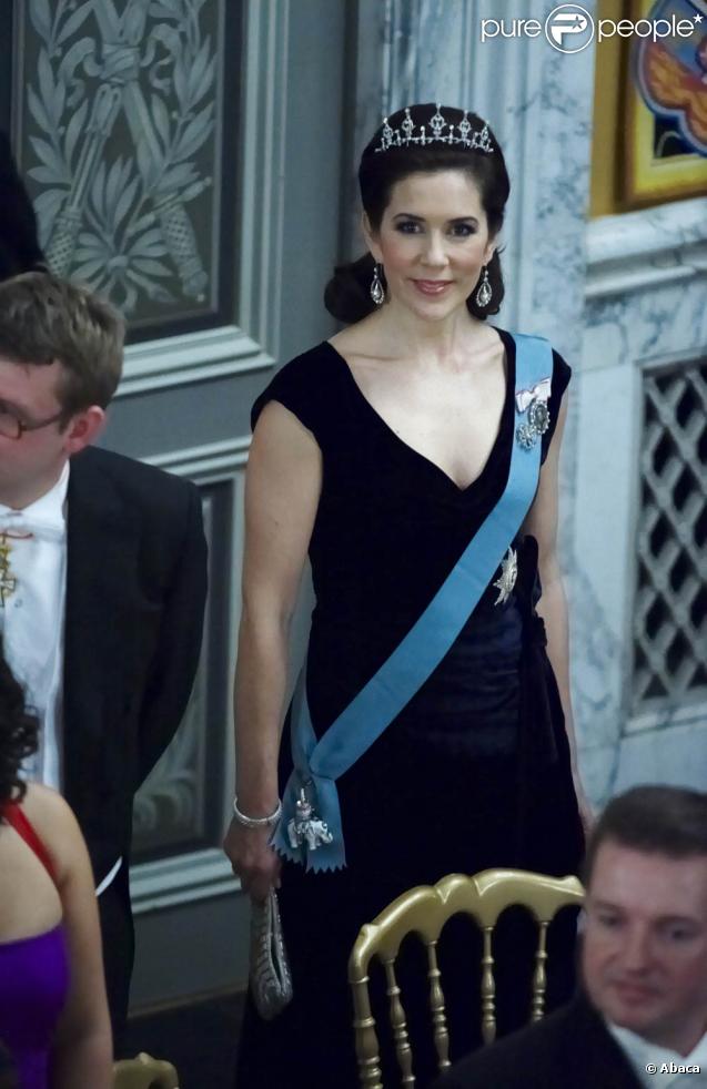 Dîner officiel au palais de Christiansborg, le 27 janvier 2010, en présence de Mary et Frederik de Danemark, le couple héritier