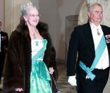Dîner officiel au palais de Christiansborg, le 27 janvier 2010, organisé par la reine Margrethe, accompagnée du prince consort Henrik 