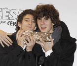 Les Beaux gosses Vincent Lacoste et Anthony Sonigo lors du souper au Fouquet's après les César le 27 février 2010